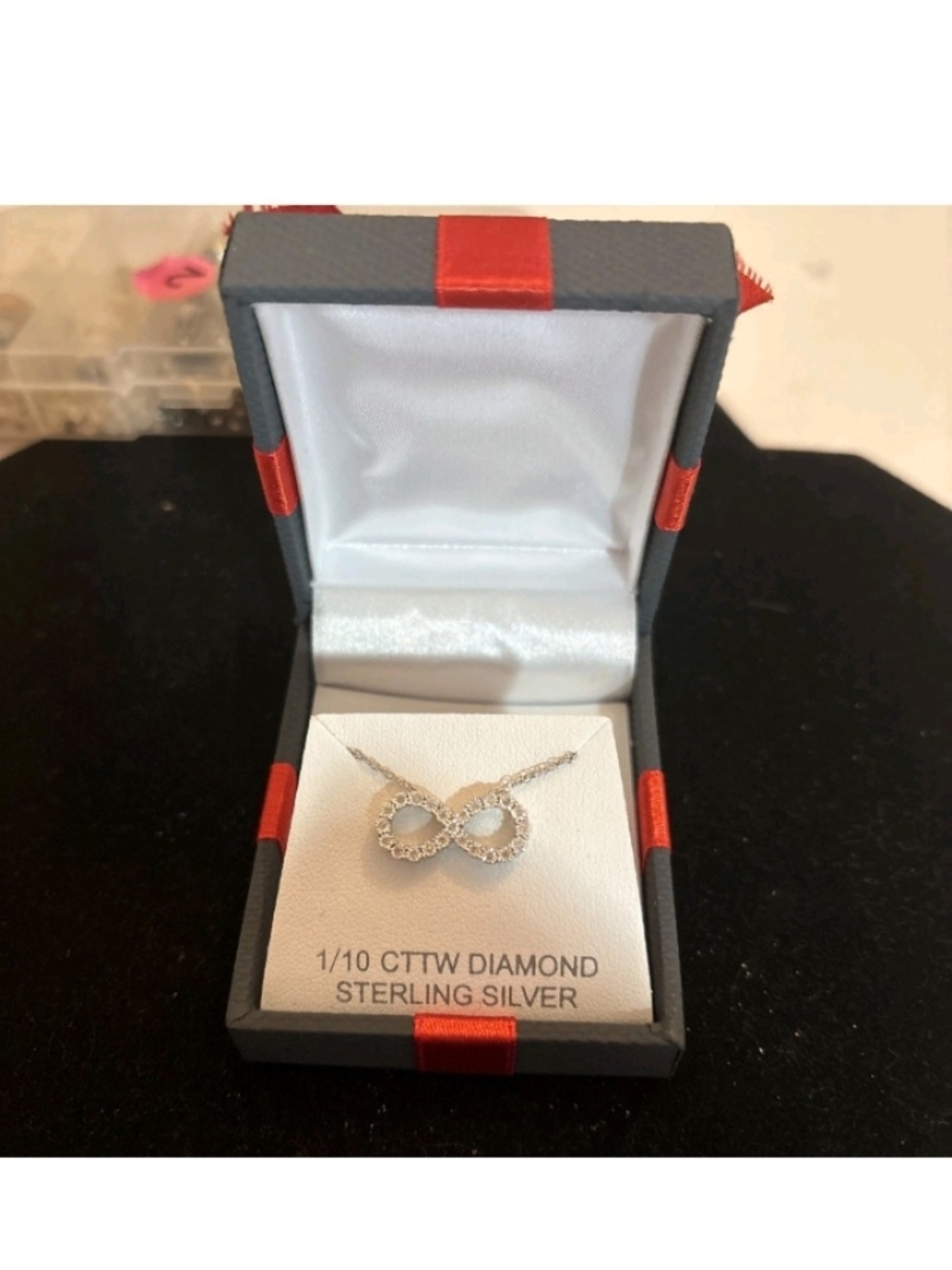 Sterling Silver Infinity Diamond Pendant Necklace - White
